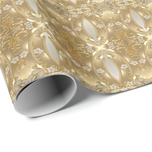 Papel De Presente Papel Dourado para enrolamento floral do Ornamenta