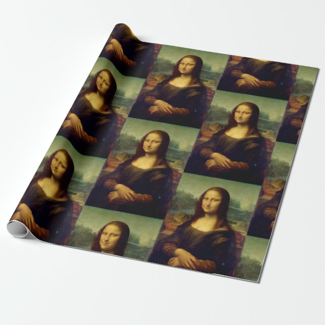 Papel De Presente Papel embrulhado com Impressão Mona Lisa (Desenrolado)