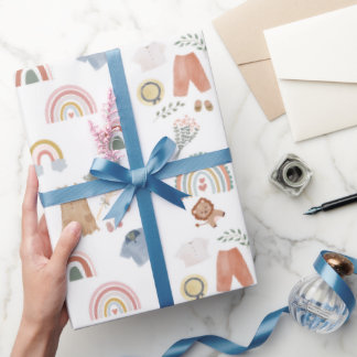 Papel De Presente papel embrulho do chá de fraldas arco-íris