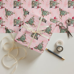 Papel De Presente Papel Feriado Preto Ballerina Rosa Ballerina