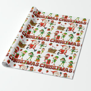 Papel De Presente Papel Festivo Funny Natal Elf Wrapay