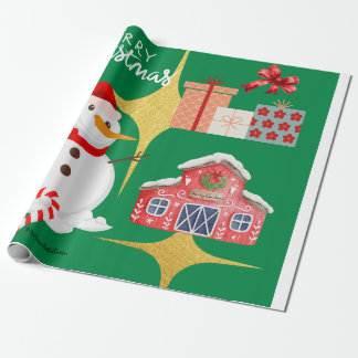 Papel De Presente Papel Festivo Snowman & Barn 🎄