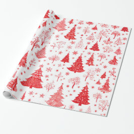 Papel De Presente Papel Festivo Vermelho de Árvore de Natal
