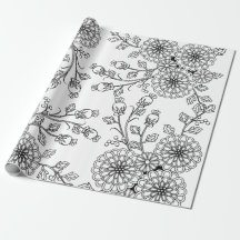 Papel floral branco bonito da coloração do preto |