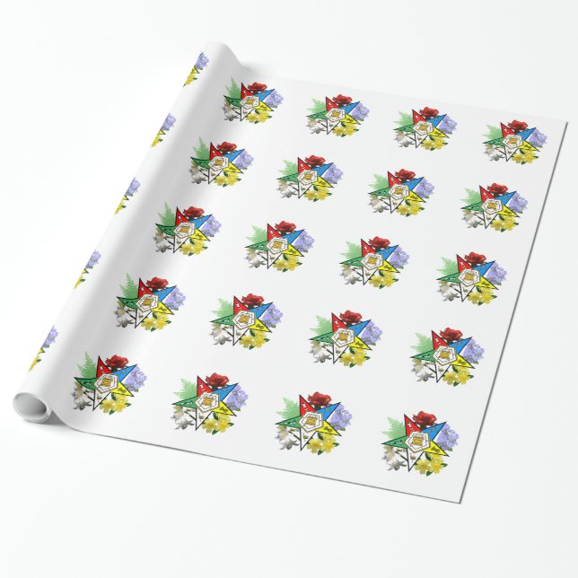 Papel De Presente Papel Floral de Moldagem de Estrelas Orientais (Desenrolado)