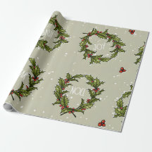 Papel Holly Wreath Wrapping