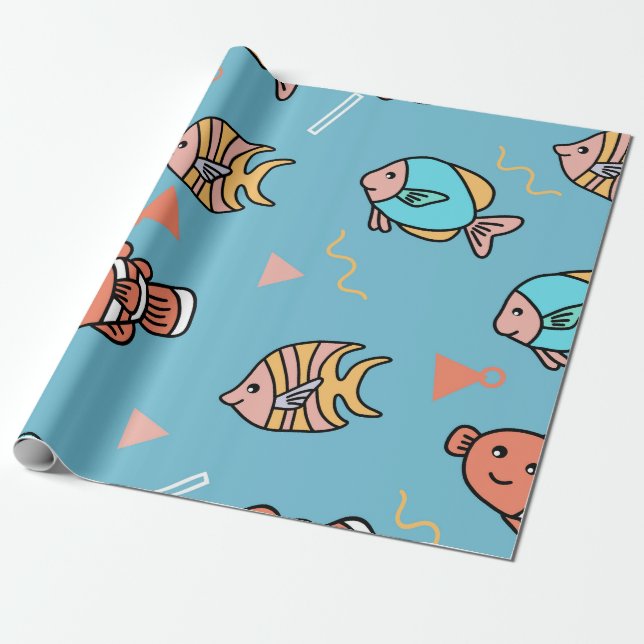 Papel De Presente Papel-padrão sem costura Design de animal (Desenrolado)