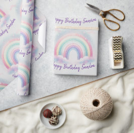 Papel De Presente Papel personalizado de enrolamento do arco-íris em