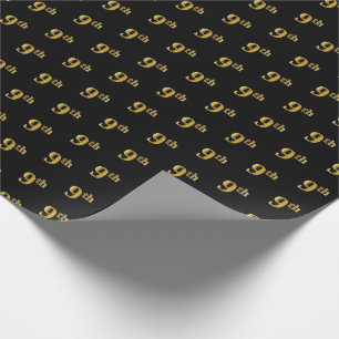 Papel De Presente Papel Preto, Faux Dourado 9º (Nono)