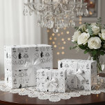 Papel De Presente Papel Romântico de Moldagem do Ícone do Dia do Cas<br><div class="desc">Torne cada presente de casamento, noivado ou aniversário ainda mais especial com este belo papel romântico de embrulho. O elegante design preto-e-branco apresenta uma coleção de ícones de casamento encantadores e desenhados à mão — do carro de casamento aos anéis e bolo de casamento — todos contando uma bela história...</div>