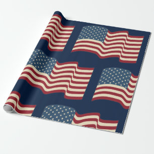 Papel De Presente Papel Rustic American Flag Wraping Paper