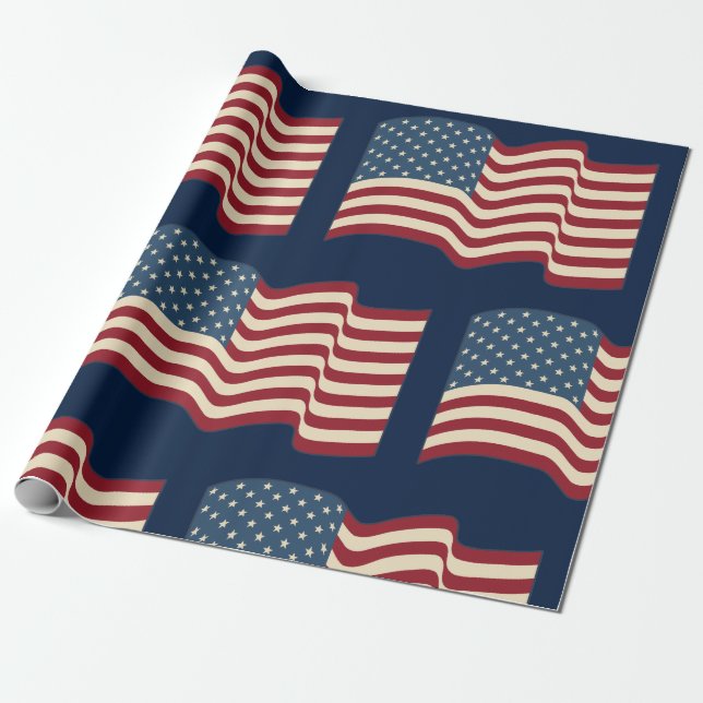 Papel De Presente Papel Rustic American Flag Wraping Paper (Desenrolado)