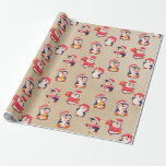 Papel De Presente Papel Rustic Christmas Penguin Wraping Paper<br><div class="desc">Papel de embrulho de Natal russo com pinguins bonitos em um fundo Kraft.</div>