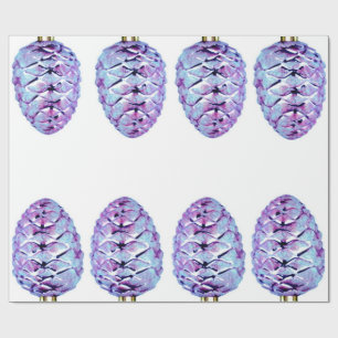 Papel De Presente Papel Violet Pinecones Wraping