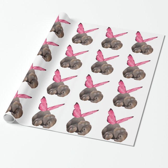 Papel De Presente Papel Winged Baby Elephant Wraping (Desenrolado)