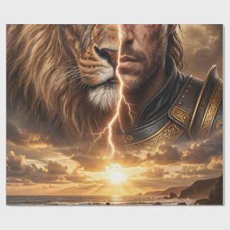 Papel De Presente Papier cadeau Epic Lion and Warrior Sunset