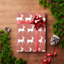 Papel De Presente Papier Cadeau Rennes de Noël Rouges