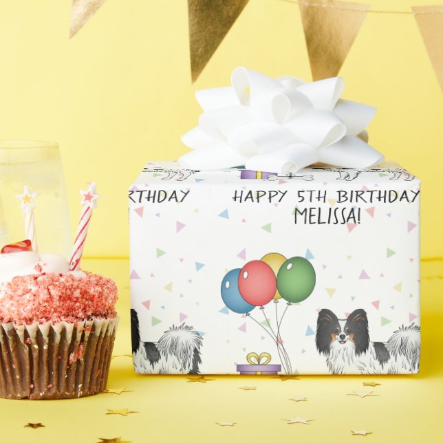Papel De Presente Papillon Tricolor Fofinho e Feliz - Aniversário (Festa de aniversário)