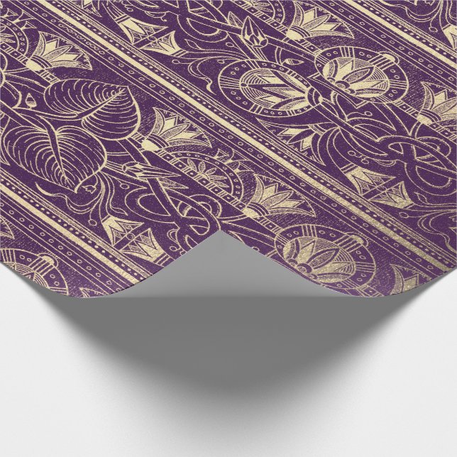 Papel De Presente Papiro Dourado Roxo, Antídoto Egípcio Floral Lotus (Ponta)