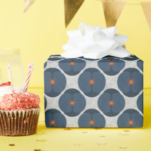 Papel De Presente Papoila Minimalista Negrito Texturizada Azul Flora