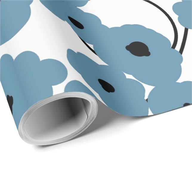 PAPEL DE PRESENTE PAPOILAS AZUIS & PRETAS DA MODIFICAÇÃO DE (Ponta do rolo)