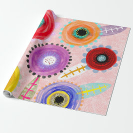 Papel De Presente Papoulas cor-de-rosa