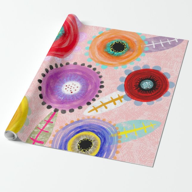 Papel De Presente Papoulas cor-de-rosa (Desenrolado)