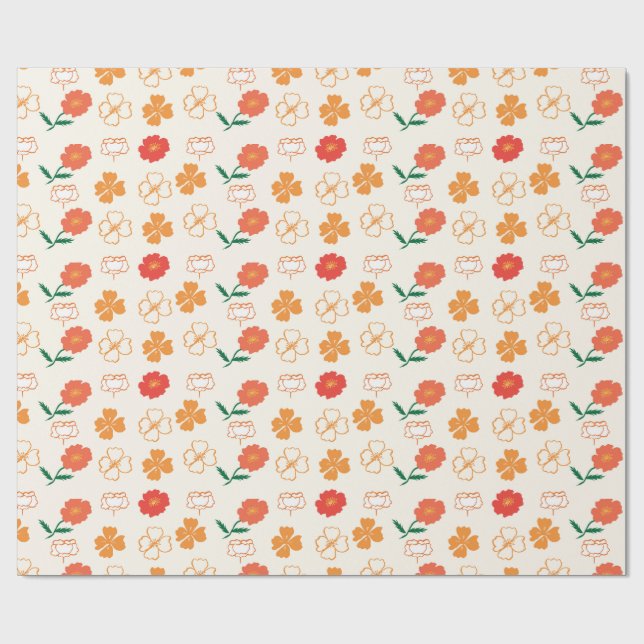 Papel De Presente Papoulas Douradas (Aberto)
