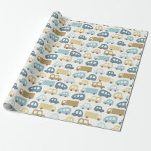 Papel de Presente para Bebê Menino Carros e Caminh