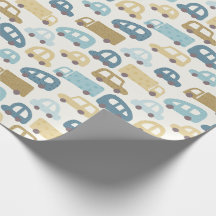 Papel de Presente para Bebê Menino Carros e Caminh