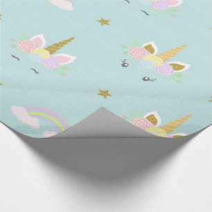 Papel de Presente para Chá de Bebê de Unicórnio
