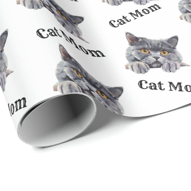 Papel de Presente para Mãe de Gato British Shortha (Ponta do rolo)