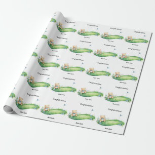 Papel De Presente Parabéns Bebê de Golfe 