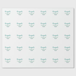 Papel De Presente Parabéns casal de casamento azul verde nome ano es