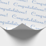 Papel De Presente Parabéns Casamento Bebê Azul Chá de Fraldas<br><div class="desc">Parabéns!  Papel azul para casamento,  chá de noiva,  chá de bebê,  promoção,  novo menino,  etc.  Simples e doce.</div>