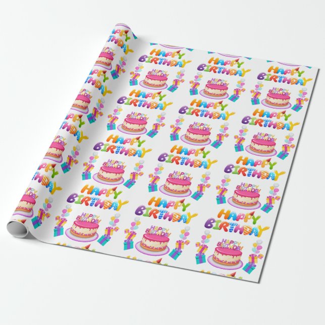 Papel De Presente Parabéns, Confetti WrapPaper (Desenrolado)