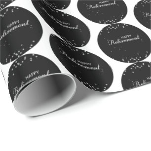 Papel De Presente Parabéns de aposentadoria pretos com faísca pratea
