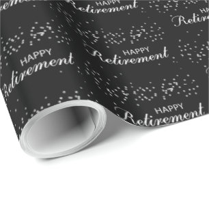 Papel De Presente Parabéns de aposentadoria pretos com faísca pratea