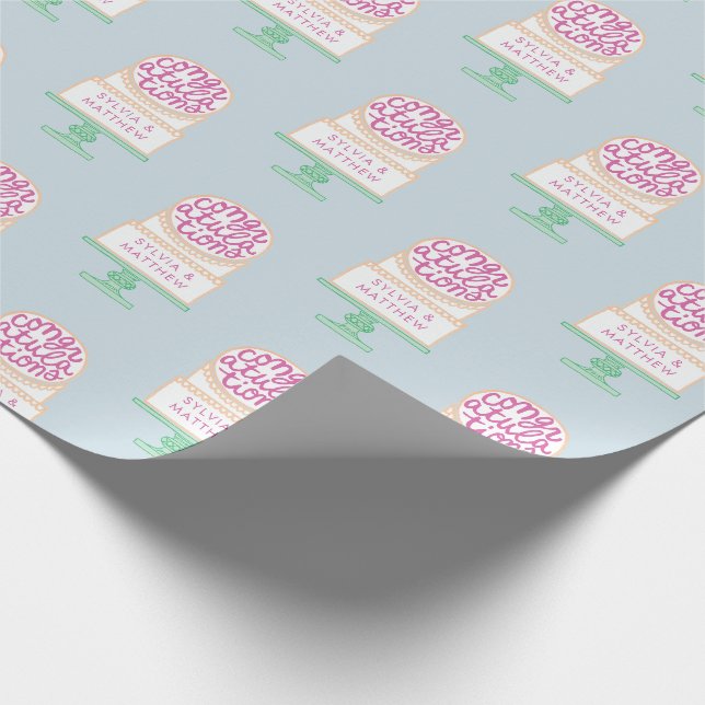 Papel De Presente Parabéns de bolo de casamento ilustrados e persona (Ponta)