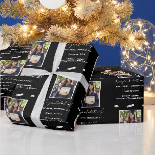 Papel De Presente Parabéns de Graduação de Fotos, Preto e Branco