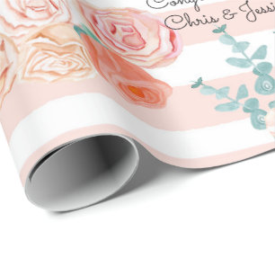 Papel De Presente Parabéns de Rosa de Casamento - Adicionar Nomes W