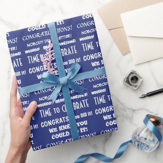 Papel De Presente Parabéns de tipografia branca em azul