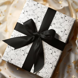 Papel De Presente Parabéns do Balão de Portas e Corações Retro