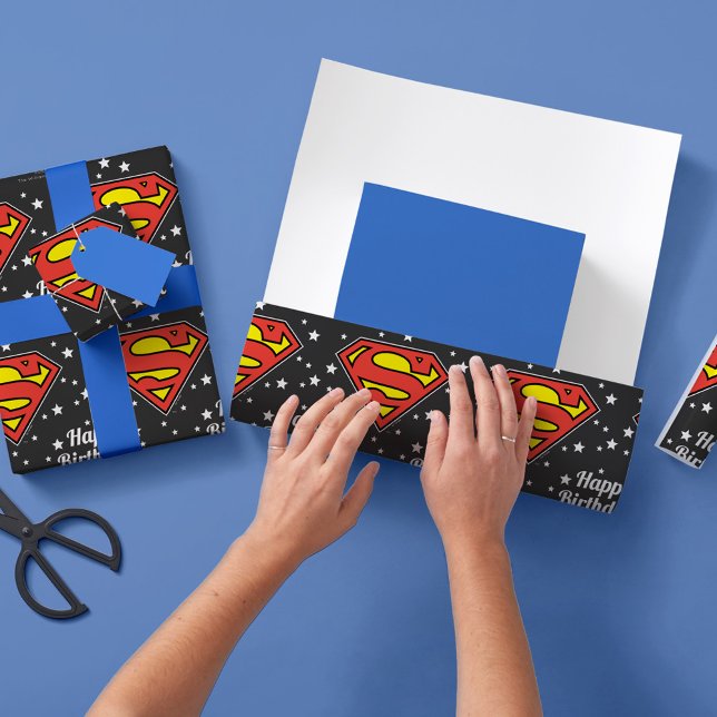 Papel De Presente Parabéns do Logotipo Super-Homem Personalizado (Criador carregado)