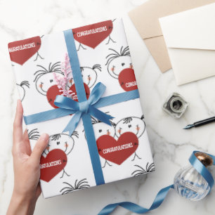 Papel De Presente Parabéns do Stick Figure Newlyweds