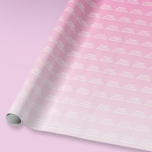 Papel De Presente Parabéns e qualquer nome   ROSA CLARO