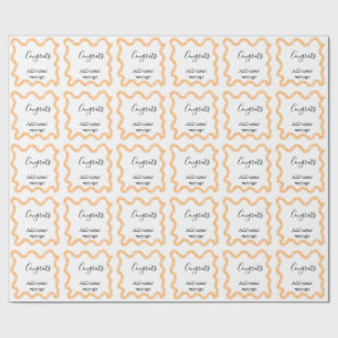 Papel De Presente Parabéns espiral laranja fronteira espanhola boho