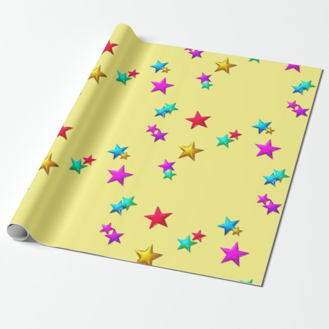 Papel De Presente Parabéns Estrelas de Papel (Desenrolado)