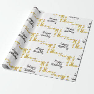 Papel De Presente Parabéns Floral Dourado