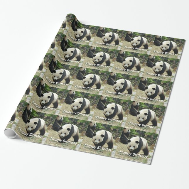 Papel De Presente Parabéns gigante panda, presente infantil (Desenrolado)